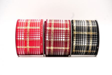 Checkered Plaid cum Aureis Accentuationibus Filum Ribbons_KF8859.KF8860.KF8861.KF8862.KF8863.KF8864 (1)